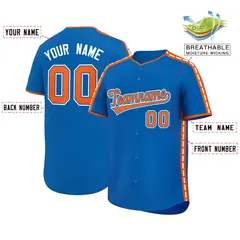 Royal Orange Color Block Side Dotted Line Baseball Jersey 2