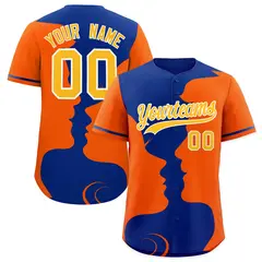 Royal Orange Couple Silhouettes Valentine's Day Baseball Jersey 1