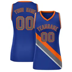 Royal Orange-Dark Gray Thick Slash Mesh Basketball Jersey