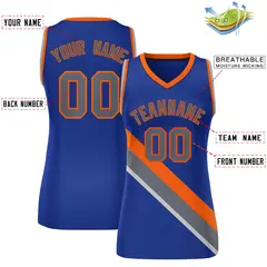 Women's Royal Orange-Dark Gray Thick Slash Mesh Basketball Jersey 2