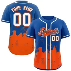Royal Orange Detroit City Nightscape Baseball Jersey