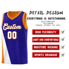 Royal Orange Diagonal Two-Line Color Block Basketball Jersey 3
