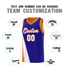 Royal Orange Diagonal Two-Line Color Block Basketball Jersey 4