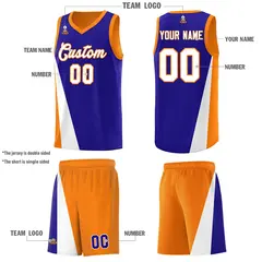 Royal Orange Diagonal Two-Line Color Block Basketball Jersey 5