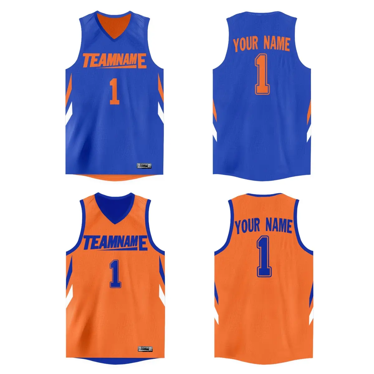 Royal Orange Double Side Athletic Basketball Jersey