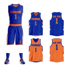 Royal Orange Double Side Sportswear Basketball Jersey