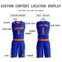 Royal Orange Double Side Sportswear Basketball Jersey 4