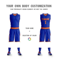 Royal Orange Double Side Sportswear Basketball Jersey 5