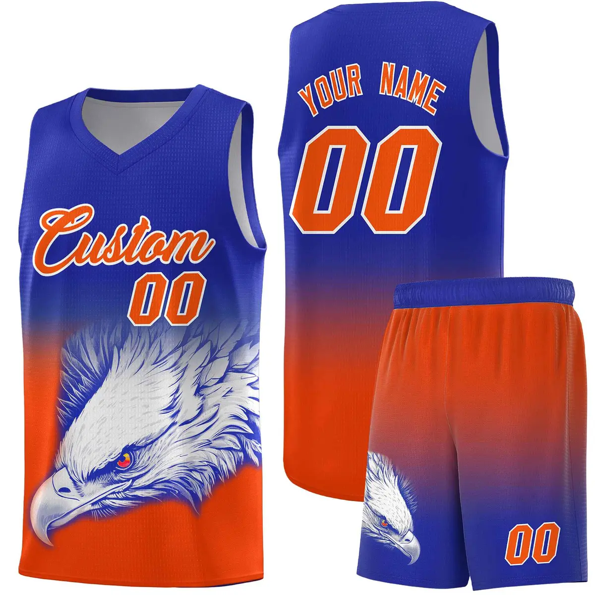 Royal Orange Eagle Graffiti Pattern Basketball Jersey