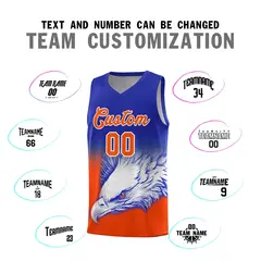 Royal Orange Eagle Graffiti Pattern Basketball Jersey 2