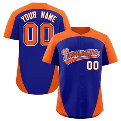 Royal Orange Edge Color Block Authentic Baseball Jersey 1