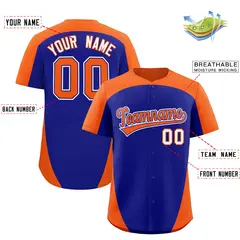 Royal Orange Edge Color Block Authentic Baseball Jersey 2