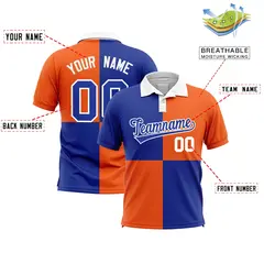 Royal Orange Four Squares Performance Polo Shirt 2