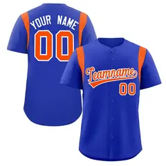 Royal Orange Full Button Classic Authentic Baseball Jersey 1