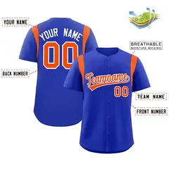 Royal Orange Full Button Classic Authentic Baseball Jersey 2