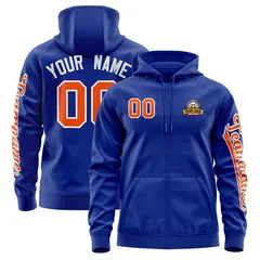 Royal Orange Full-Zip Varsity Letterman Jacket Hoodie 1