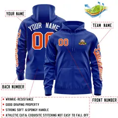 Royal Orange Full-Zip Varsity Letterman Jacket Hoodie 4