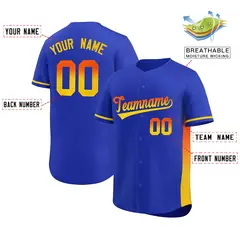 Royal Orange-Gold Gradient Side Baseball Jersey 2