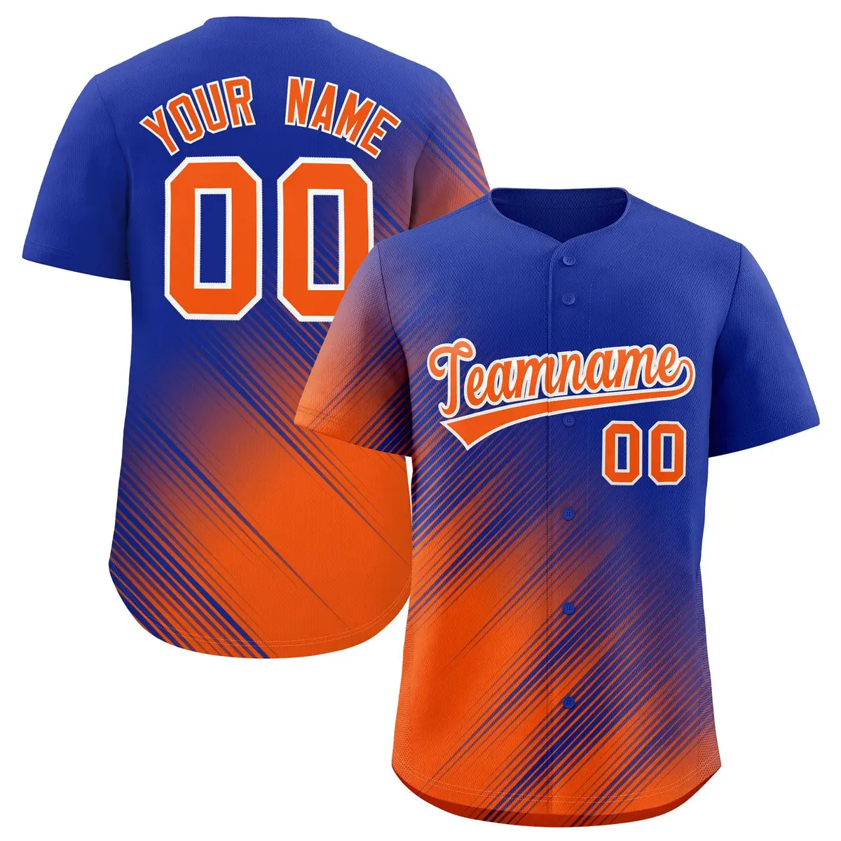 Royal Orange Gradient Diagonal Stripe Baseball Jersey