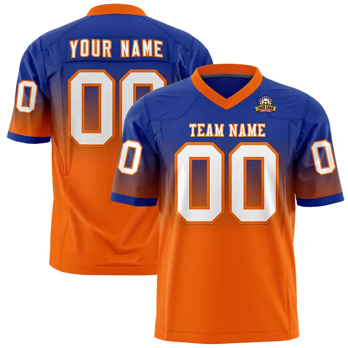 Royal Orange Gradient Fashion Authentic Football Jersey