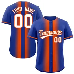 Royal Orange Gradient Lapel Fashion Baseball Jersey 1