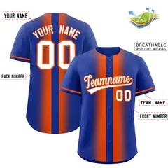 Royal Orange Gradient Lapel Fashion Baseball Jersey 2