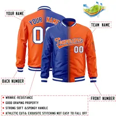 Royal Orange Gradient Letterman Bomber Jacket Full-Zip 2