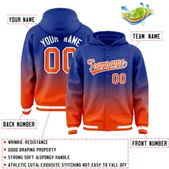 Royal Orange Gradient Letterman Varsity Jacket Hoodie 4