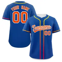 Royal Orange Gradient Ribbed Authentic Baseball Jersey