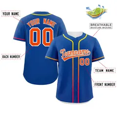 Royal Orange Gradient Ribbed Authentic Baseball Jersey 2