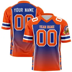 Royal Orange Gradient Side Pattern Authentic Football Jersey 1