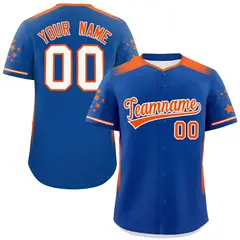 Royal Orange Gradient Side Star Pattern Baseball Jersey