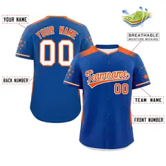 Royal Orange Gradient Side Star Pattern Baseball Jersey 2