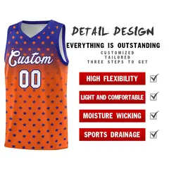 Royal Orange Gradient Star Pattern Basketball Jersey Sets 2