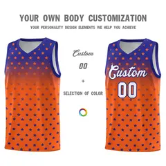 Royal Orange Gradient Star Pattern Basketball Jersey Sets 3