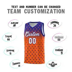 Royal Orange Gradient Star Pattern Basketball Jersey Sets 4