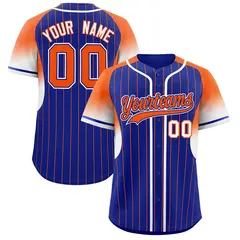 Royal Orange Gradient Stripe Fashion Sleeves Baseball Jersey 1