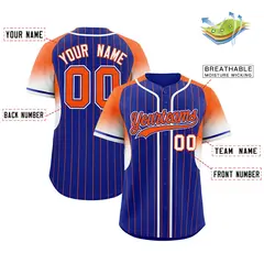 Royal Orange Gradient Stripe Fashion Sleeves Baseball Jersey 2