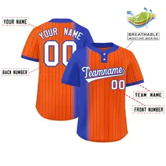 Royal Orange Gradient Stripe Two-Button Softball Jersey 2