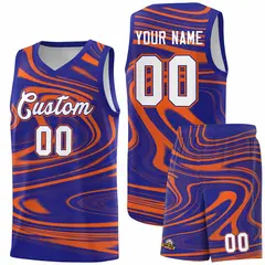 Royal Orange Graffiti Fluids Style Basketball Jersey Sets