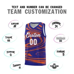 Royal Orange Graffiti Fluids Style Basketball Jersey Sets 4