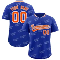 Royal Orange Graffiti Full Button Baseball Jersey