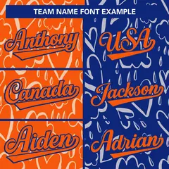 Royal Orange Graffiti Pattern Split Letterman Bomber Baseball Jacket 5