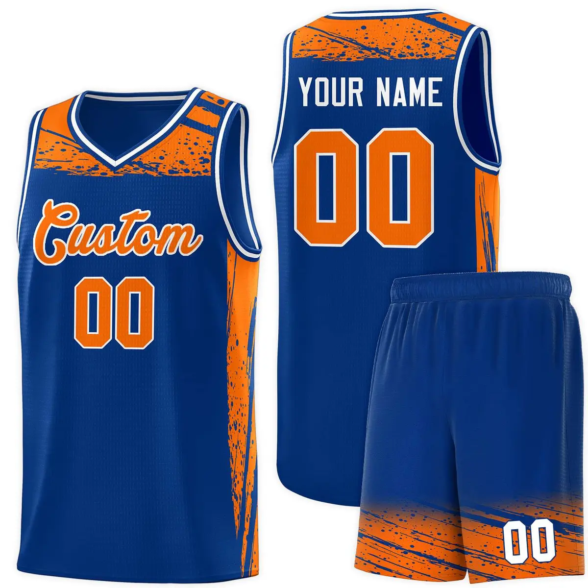 Royal Orange Graffiti Pattern Sports Basketball Jersey
