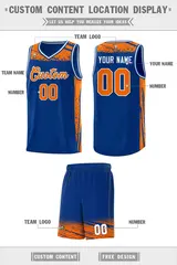 Royal Orange Graffiti Pattern Sports Basketball Jersey 2