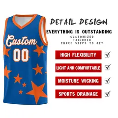 Royal Orange Graffiti Star Print Basketball Jersey Sets 2