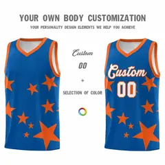 Royal Orange Graffiti Star Print Basketball Jersey Sets 3