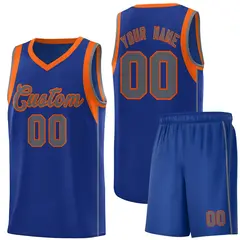 Royal Orange-Gray Sleeve Color Block Basketball Jersey