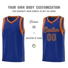 Royal Orange-Gray Sleeve Color Block Basketball Jersey 3