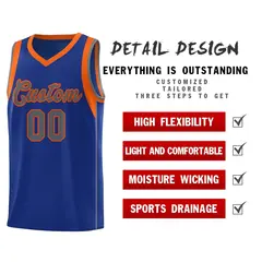 Royal Orange-Gray Sleeve Color Block Basketball Jersey 5